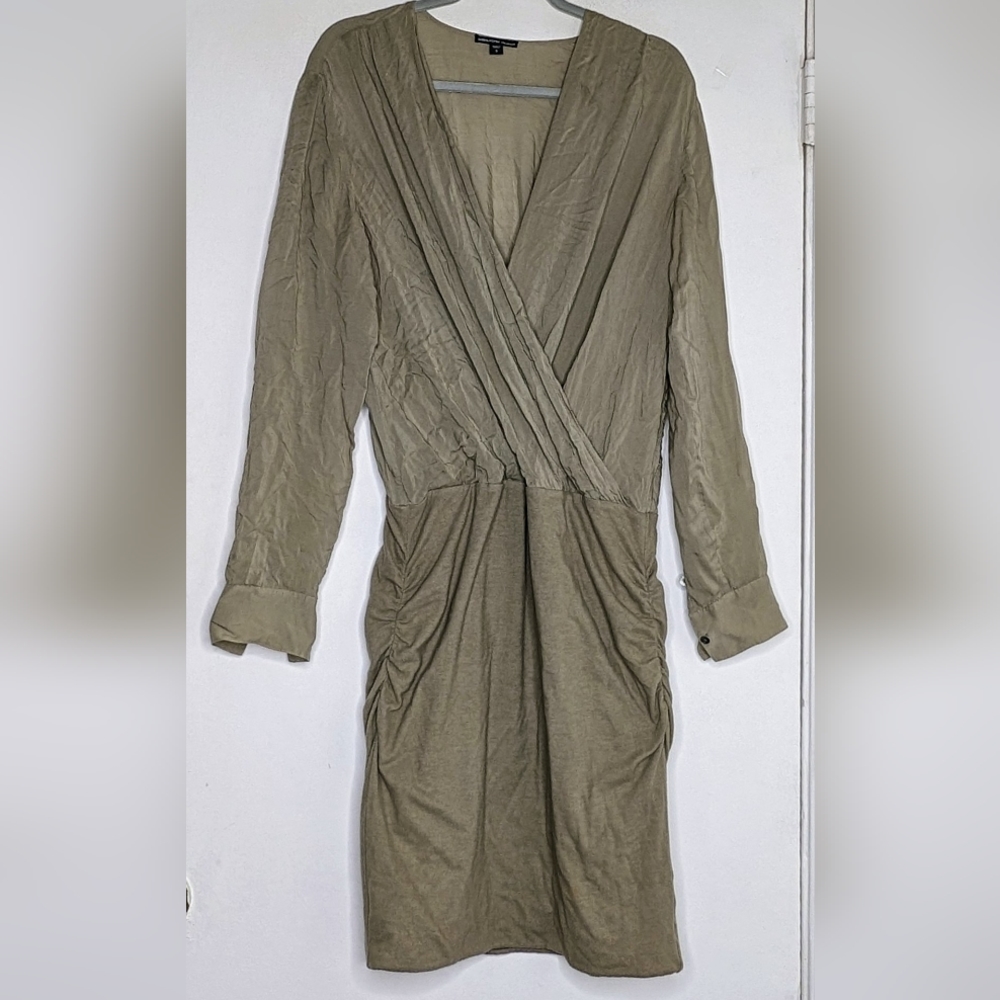 James Perse Los Angeles Long Sleeve Deep V-Cut Dress